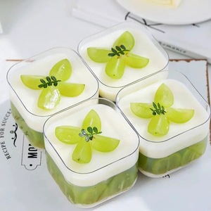 Vuông PS Tiramisu bánh lưu trữ <span class=keywords><strong>container</strong></span> Pastry hộp Mousse tráng miệng kẹo thực phẩm Biscuit ngọt ngào bao bì hộp nhựa với nắp - Product Image 1