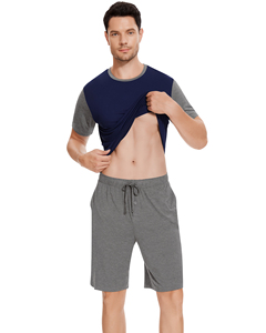 <b>Men's</b> Bamboo Fiber Sleepwear <b>Set</b> Solid Color Casual Loungewear Soft Comfortable Home Wear In-Stock Ready to Ship - Product Image 6