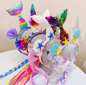 Accessoires de fête d'anniversaire, <span class=keywords><strong>serre</strong></span>-tête en forme de fleur de sirène, étoile, paillettes, corne de <span class=keywords><strong>licorne</strong></span> pour filles et adultes - Product Image 3