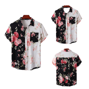 Camisa <span class=keywords><strong>de</strong></span> Playa para Hombre con Estampado Floral, Botones Grandes, Impresión Digital, Antiencogimiento, Poliéster/Algodón para Verano - Product Image 4