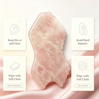 Outil de massage Gua Sha en quartz rose, planche de Gua Sha en quartz rose pour le modelage de la taille, yoga facial pour SPA, facile à transporter avec boîte cadeau et pochette