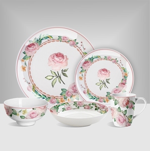 Juego de vajilla de <span class=keywords><strong>porcelana</strong></span> de estilo Floral, juego de vajilla de <span class=keywords><strong>porcelana</strong></span> de estilo inglés con <span class=keywords><strong>platos</strong></span> blancos, 12 Uds./16 Uds. - Product Image 2