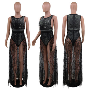 Đầm dạ hội nữ đính đá sang trọng, không tay, cổ tròn, xẻ tà dài, dự tiệc, đầm maxi - Product Image 6