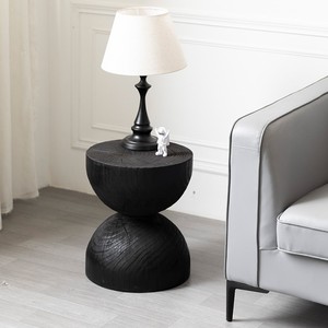 Mesa Auxiliar de Madera Maciza de Estilo Moderno Wabi-Sabi, Taburete de Tronco Carbonizado con Patas de Tela, Taburete Bajo Otoñal para Decoración de Sala de Estar - Product Image 5