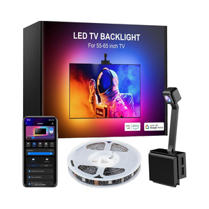 <b>Smart</b> RGB LED Strip <b>Lights</b> Compatible Bluetooth/WiFi App Music Sync for 55-65 Inch Black Alexa Google Home Integration - Product Image 1