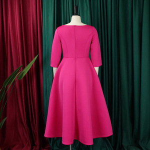 D346 Nouvelle Collection <span class=keywords><strong>Robe</strong></span> de <span class=keywords><strong>Soirée</strong></span> Élégante à Manches Longues et Ourlet Large Couleur Unie pour Femme - Product Image 5