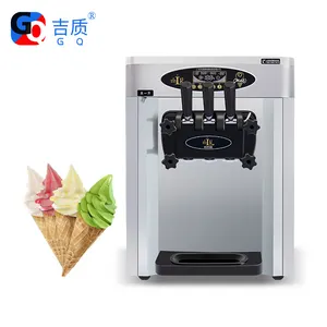 Cono de PreEnfriamiento de compresor doble de mesa de acero inoxidable, máquina de helado comercial de servicio suave usada, suministro de acero inoxidable