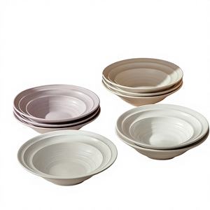 Assiette plate en céramique pour repas d'hôtel, vaisselle créative style INS, compatible micro-ondes, marque Xinwee, modèle XW-61, Lucerne sous glaçure - Product Image 1