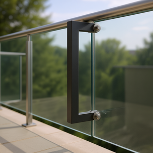 Abrazadera de vidrio templado de 37.4 pulgadas de altura, soporte de ángulo recto de acero inoxidable 304 para barandilla de balcón - Product Image 2