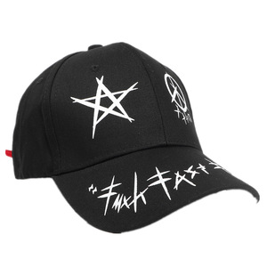 LUELAN <b>Baseball</b> <b>Cap</b> Unisex 100% Cotton Canvas <b>Black</b> White Contrast Color Pentagram Graffiti Print Spring Summer Fashion - Product Image 5