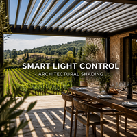 Pérgola de Techo Motorizado con Persianas Elite para Salón de Degustación de Vinos en Bodegas de Lujo, Jardín Privado, Observatorio Panorámico