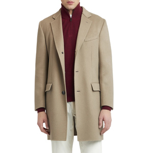 Elegante <span class=keywords><strong>cappotto</strong></span> da <span class=keywords><strong>uomo</strong></span> in lana <span class=keywords><strong>cammello</strong></span> con revers intaccati e soprabito invernale con chiusura a bottoni - Product Image 4