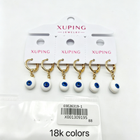 Boucles d'oreilles pendantes XUPING plaquées or 18 carats avec breloque œil en émail, style huggie, pour femme, bijoux de mode quotidiens