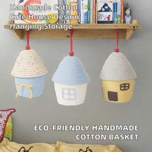 Paniers de rangement pliables multifonctionnels faits à la main en corde de coton tressée, créatifs, mignons, écologiques, durables et adaptés aux aliments - Product Image 2