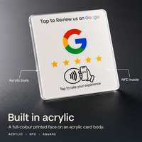 Carte de visite NFC personnalisée avec logo, plaque en acrylique sur support de table pour menu de restaurant et affichage des commentaires clients