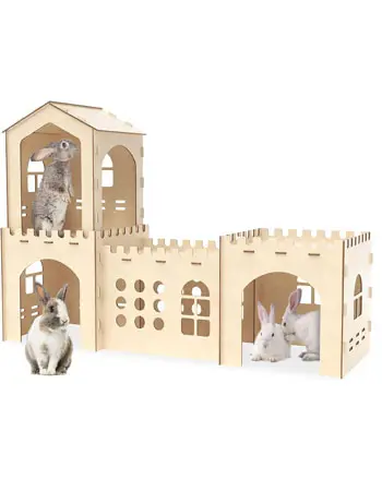 Lapin en bois castlebunny house Maisons de lapin en bois Cachettes Assemblage Contreplaqué Lapin en bois Cacher Maison Jouet Château