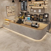 Ensemble d'équipement commercial en acier inoxydable pour bar à bubble tea, design moderne, comptoir mural pour salon de thé, table de café