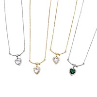 Collier en acier inoxydable plaqué or 18 carats avec zircon en forme de cœur, cadeau romantique étanche de Fanhua Jewelry