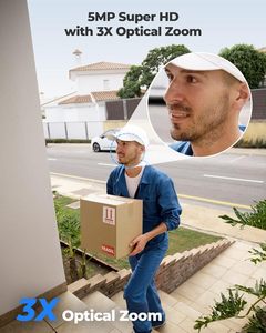 Kamera keamanan cerdas WiFi 5MP lampu sorot pelacakan gerakan Audio dua arah 3X Zoom optik penglihatan malam desain PTZ Plug-In untuk rumah - Product Image 2