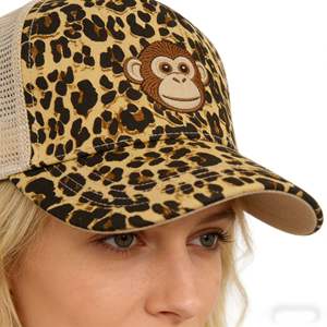 Gorra trucker de leopardo para mujer, moda vietnamita, con logo personalizado, snapback, malla, deportiva, de béisbol, 5 paneles, para exteriores, marrón, para adulto - Product Image 6