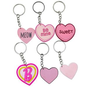 Porte-clés créatif et mignon pour couple, cœur rose en PVC imprimé UV, Saint-Valentin, mariage, petit cadeau, porte-clés, pendentif en stock - Product Image 2