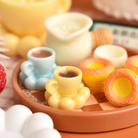 Kawaii nuage plateau café résine Flatback Cabochon pour bricolage crème colle accessoires faits à la main maison de poupée Miniature cuisine décorative