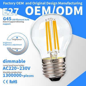 Bombilla LED de Filamento Edison G45 E27 AC230V con Atenuación por Tiristor, Pantalla de Plástico Transparente, Índice de Reproducción Cromática, Corriente Constante - Product Image 1
