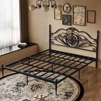 Lit double en fer forgé de luxe léger français, cadre en fer sculpté, pour chambre principale, 1,8 m 1,5 m, style vintage épaissi, garantie 10 ans