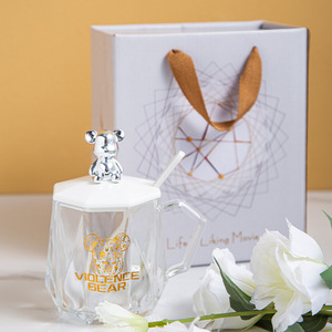Conjunto de Copos de Água de Luxo Moderno em Caixa de Presente, Caneca de Vidro Reutilizável e Resistente ao Calor com Tampa e Colher - Product Image 5
