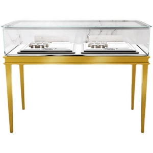 Design di Arredamento per Gioiellerie, Vetrina Espositiva in Vetro Dorato, Bancone Espositivo Personalizzato per Negozi di Gioielli - Product Image 4