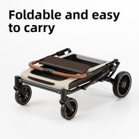 Poussette multifonctionnelle pour animaux de compagnie en acier au carbone à 4 roues pour chiens de taille moyenne à grande, pliable, portable, pour l'extérieur