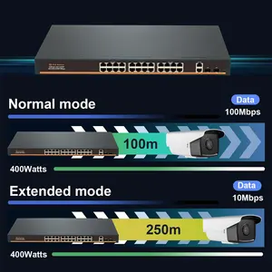 400W 28 Ports PoE Switch With 2 SFP 2 Giga Uplink Ports 24 Ports 10/100Mbps For CCTV IP Camera DST-F2422GBL-C