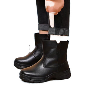 Botas de Nieve de Invierno, de Cuero Negro y Lana, Unisex, Tacón Medio, Impermeables, Antideslizantes, Cálidas, para Clima Frío y Uso en Exteriores - Product Image 2