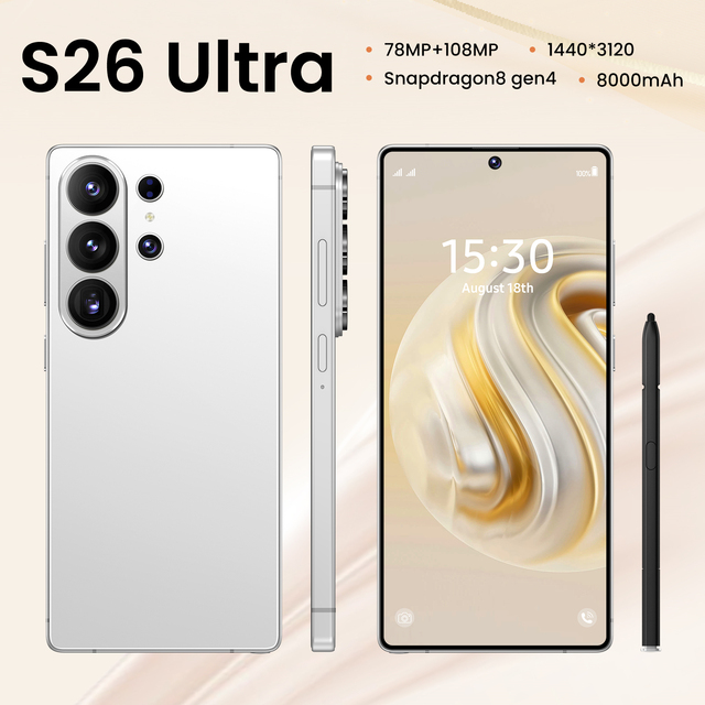 22GB+2TB S26 Ultra 7.7 Inch 108MP 144Hz Deca Core Dual SIM Unlocked Smartphone Wholesale