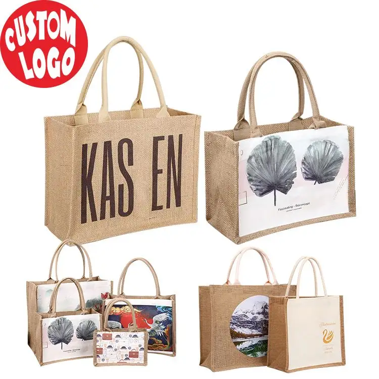 Einkaufstasche individuell bedruckte große natürliche Promotionsgeschenke Jute-String-Taschen