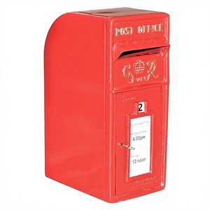 Caja de letras GR roja de hierro fundido a prueba de clima y óxido, caja de correos de boda personalizada para decoración, tarjeta de deseos, caja de recepción de paquetes - Product Image 1