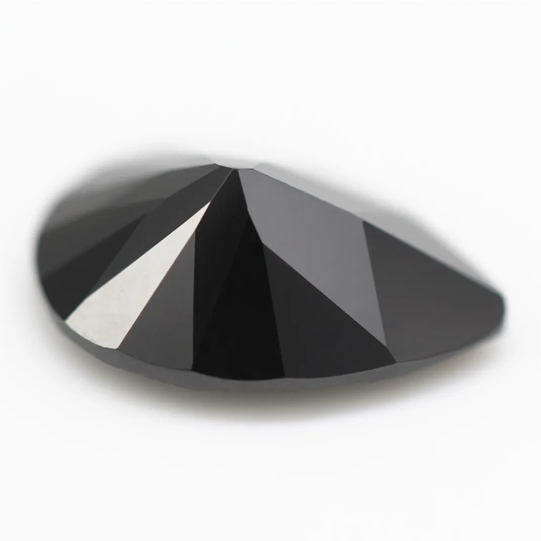 Lab grown black moissanite pear cut colorful black gemstones synthetic design black moissanite