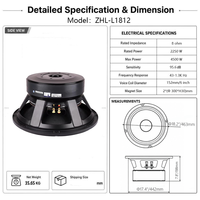 Subwoofer PA professionnel de 18 pouces, 2250W AES, 4500W de pointe, haut-parleur de scène haute puissance, bobine vocale de 150 mm, double aimant de 300 mm, coque métallique