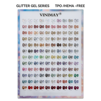 Vinimay Fournitures pour Salons de Manucure : Gel Pailleté Réfléchissant en Bouteille Rechargeable, Gel Solide Couleur, Base Caoutchouc / Gel Constructeur Scintillant