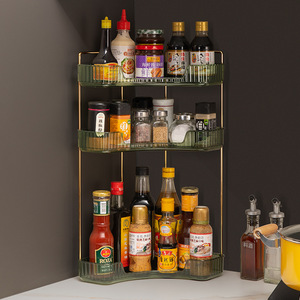 Estante de esquina, mesa de cosméticos, almacenamiento de inodoro, cocina y baño, condimento de tres capas - Product Image 3