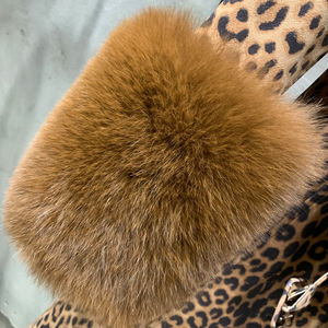 Sonbahar kahverengi deri ceket hakiki koyun DERİ CEKETLER kadın leopar uzun deri mont - Product Image 5