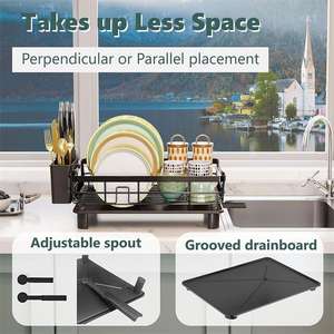 Sản xuất giá để bát đĩa nhà bếp <span class=keywords><strong>OEM</strong></span> ODM, giá để bát đĩa thoát nước cho mặt bếp bằng thép không gỉ, giá để đồ nhà bếp - Product Image 3