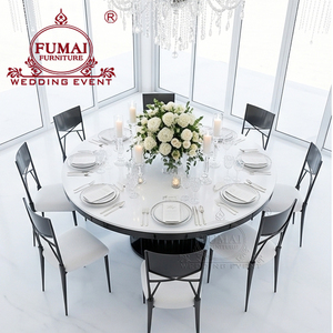 Modern Hotel Furniture <b>Outdoor</b> Banquet Reception Black Iron Metal Base <b>Round</b> Dining <b>Table</b> With MDF - Product Image 4