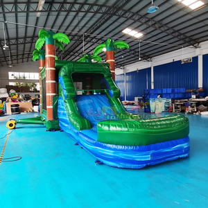 Outdoor kids party tropical themed commercial inflatable combo water slide with <b>bounce</b> house - Product Image 3