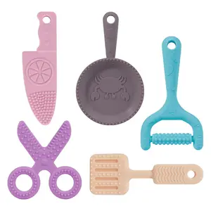 Anneau de dentition en Silicone sans Bpa pour bébé, Non toxique, anti-Wean, cuisine, morsure, comestible, cookies, Instruments de musique