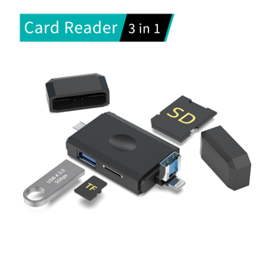 Nuevo Diseño 3 en 1 <span class=keywords><strong>Lightning</strong></span> + Tipo-C + Lector de tarjetas de La USB-A - Product Image 1