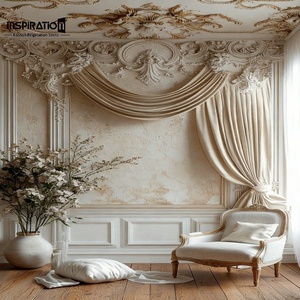 Delicado friso GRG con banda continua de corona de laurel que rodea la habitación con un significado simbólico de victoria y elegancia. Zócalo clásico GRG. - Product Image 1