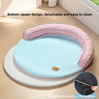 Lit rafraîchissant pour chat d'été avec tapis amovible et lavable, design style petit canapé, en coton PP, forme ronde, pour usage intérieur