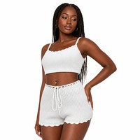 Débardeur côtelé blanc chic et tendance pour femme avec logo personnalisé, style halter sans manches, coupe courte, en acrylique de haute qualité, vente en gros
