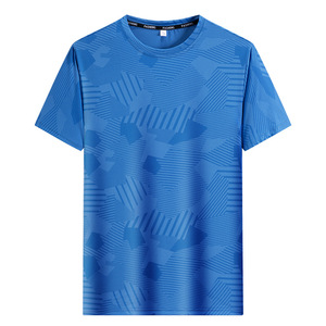<span class=keywords><strong>T</strong></span>-<span class=keywords><strong>shirt</strong></span> d'é<span class=keywords><strong>t</strong></span>é à manches courtes en soie de glace pour hommes imprimé dégradé à séchage rapide haute élasticité haut de sport décontracté climatisation solide - Product Image 2